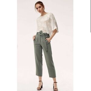 Aritzia Wilfred High Waisted Front Tie Ankle Pants